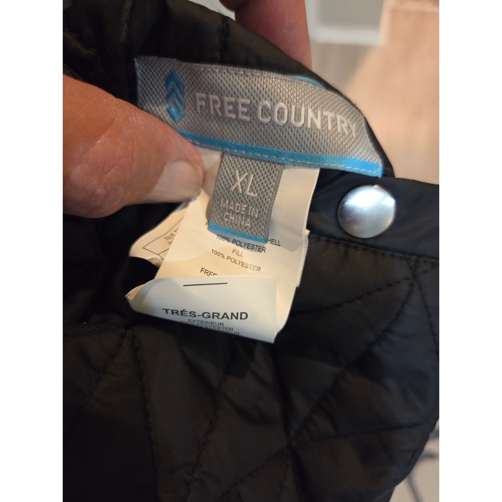 Free Country Womens XL Black Quilted Faux Fur Lined Puffer Vest Full Zip Pockets - Picture 5 of 6